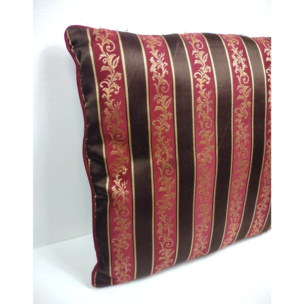 J. Queen New York Maribella Crimson Square Stripes Decorative Throw Pillow 16